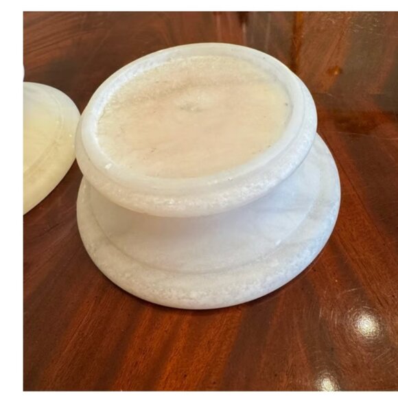 Restoration Hardware White Alabaster Pillar Candle Holders - Set of 2 - Picture 5 of 11